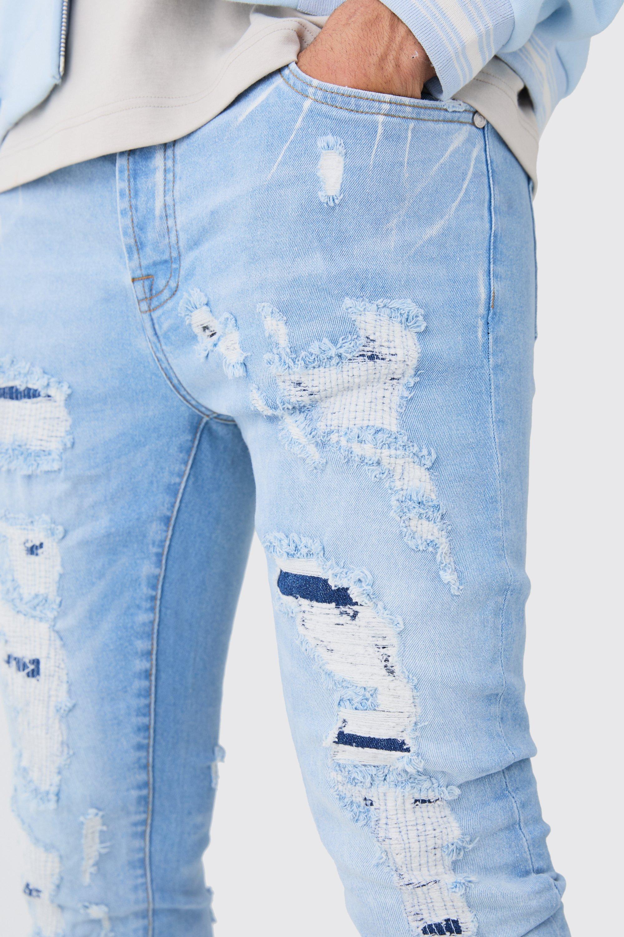 Light blue deals jeans mens ripped